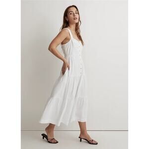 Madewell Button-Front Tiered Midi Dress Size 6 NWT